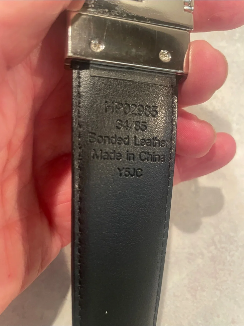 Perry Ellis Bonded Leather Reversible Belt with Silver Buckle